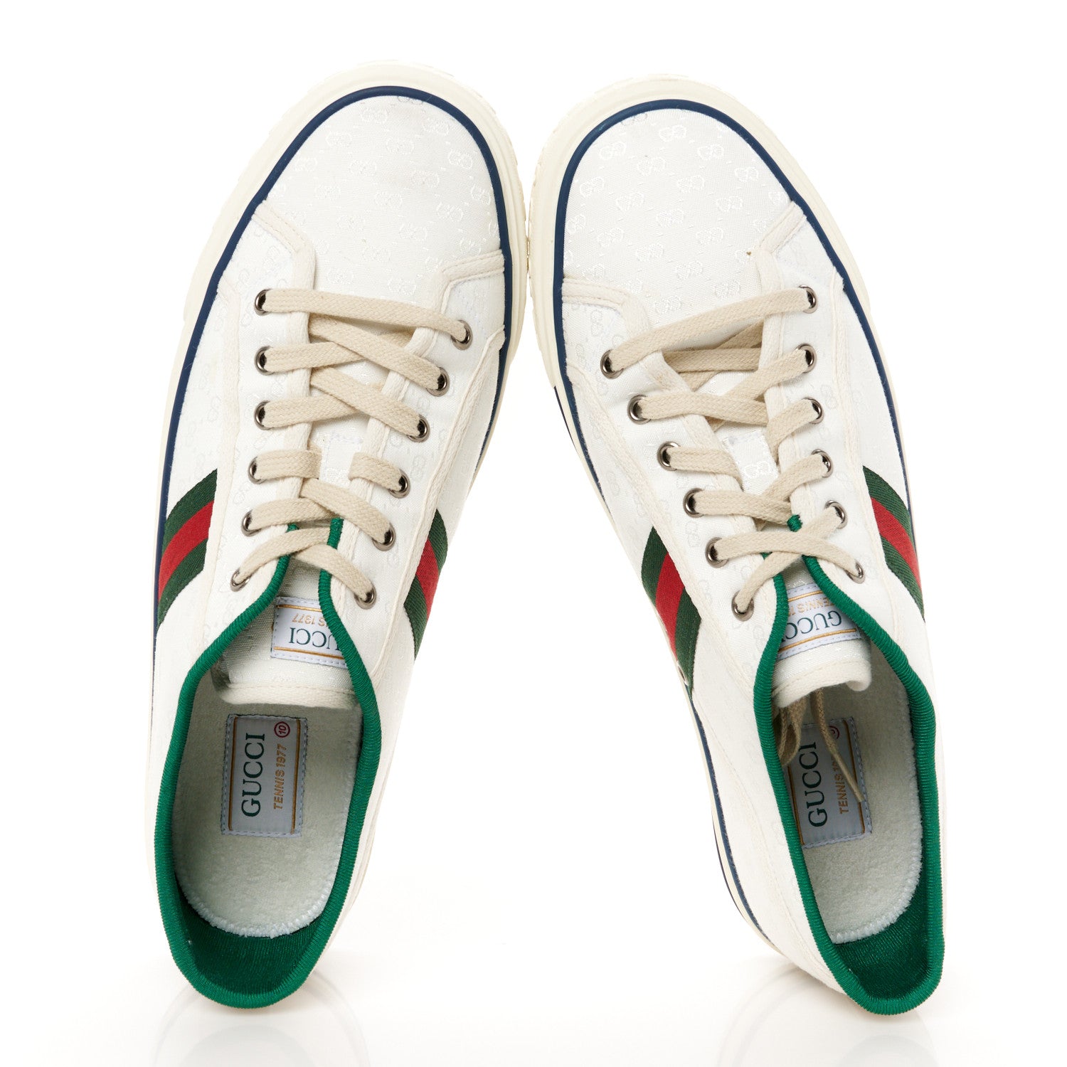 Gucci Jacquard Mini GG Monogram Web Mens 1977 Tennis Sneakers 10 White 2 of 9