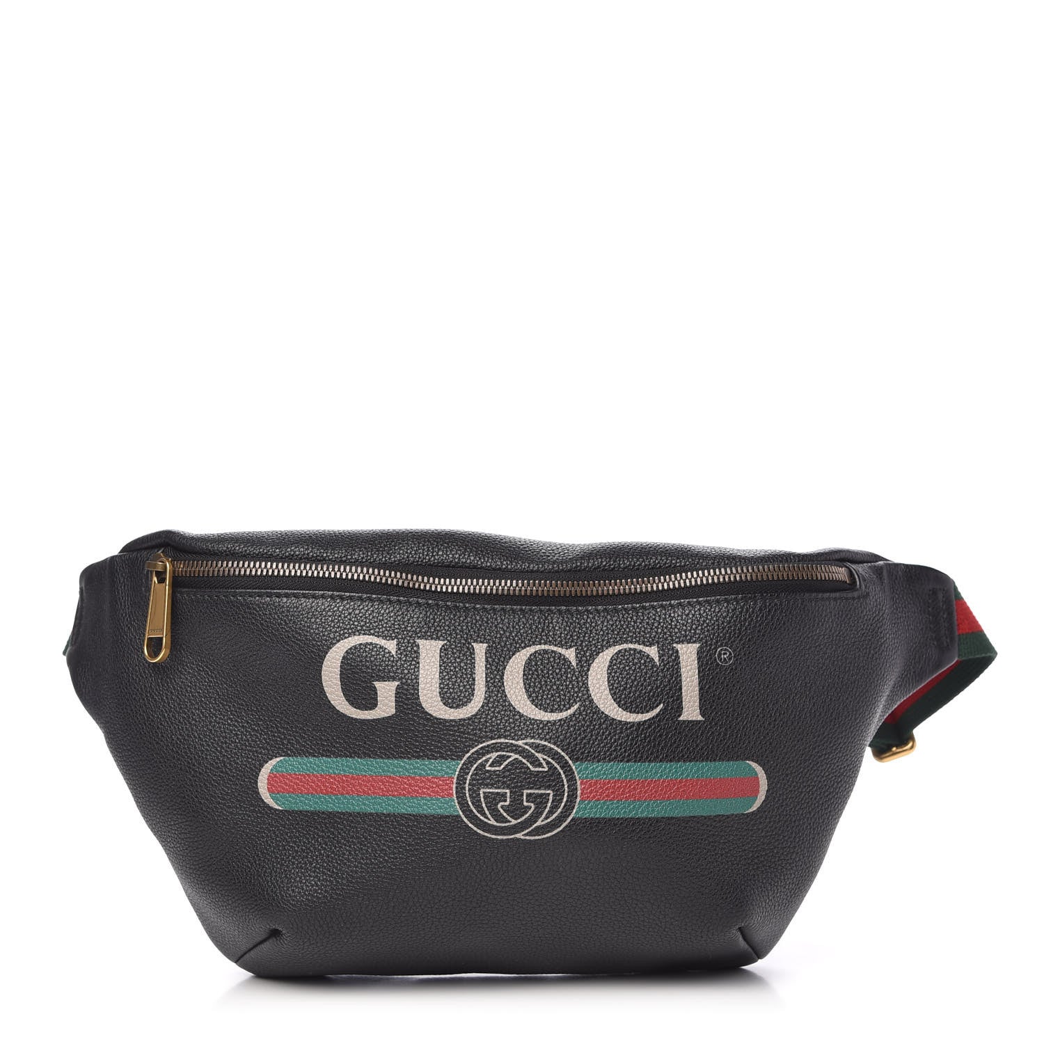 Gucci Grained Calfskin Logo Belt Bag Black 1 of 9