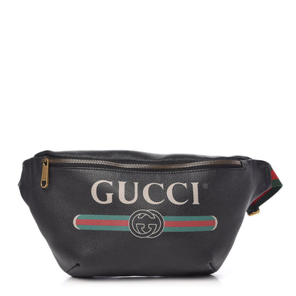 Gucci Grained Calfskin Logo Belt Bag Black 1 of 9