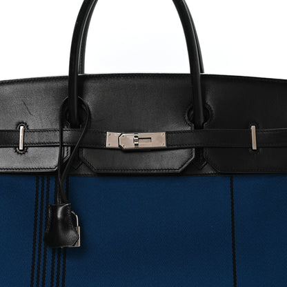 Hermes Toile Box Potamus Birkin 40 Blue Black 8 of 10