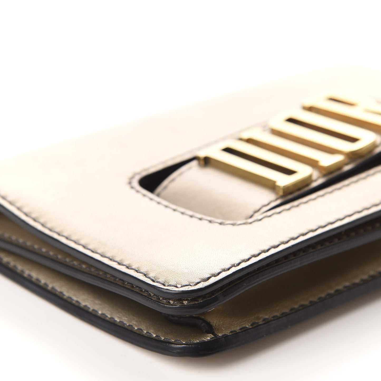 Metallic Smooth Calfskin Dio(r)evolution Flap Clutch Gold