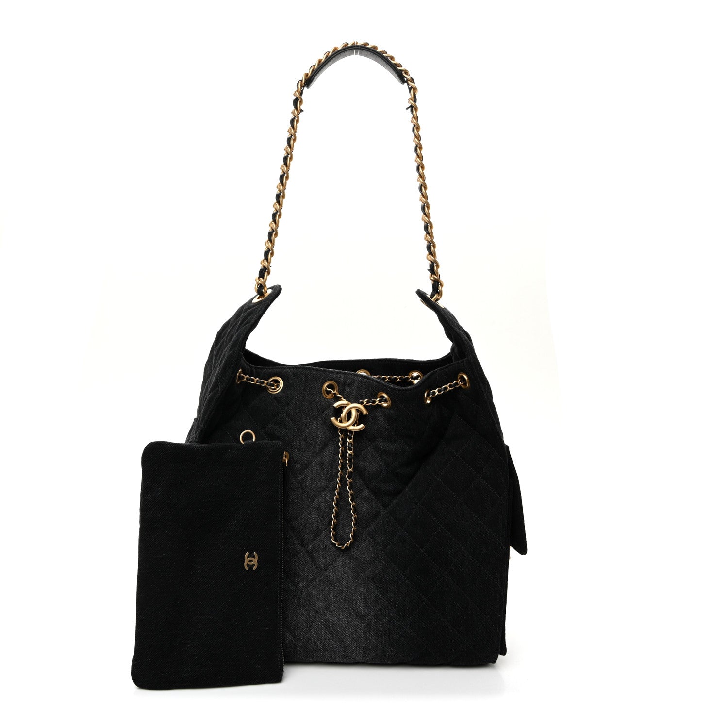 Chanel Washed Denim Quilted Medium Chanel 25 Handbag Black 3 of 11