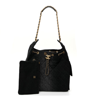Chanel Washed Denim Quilted Medium Chanel 25 Handbag Black 3 of 11