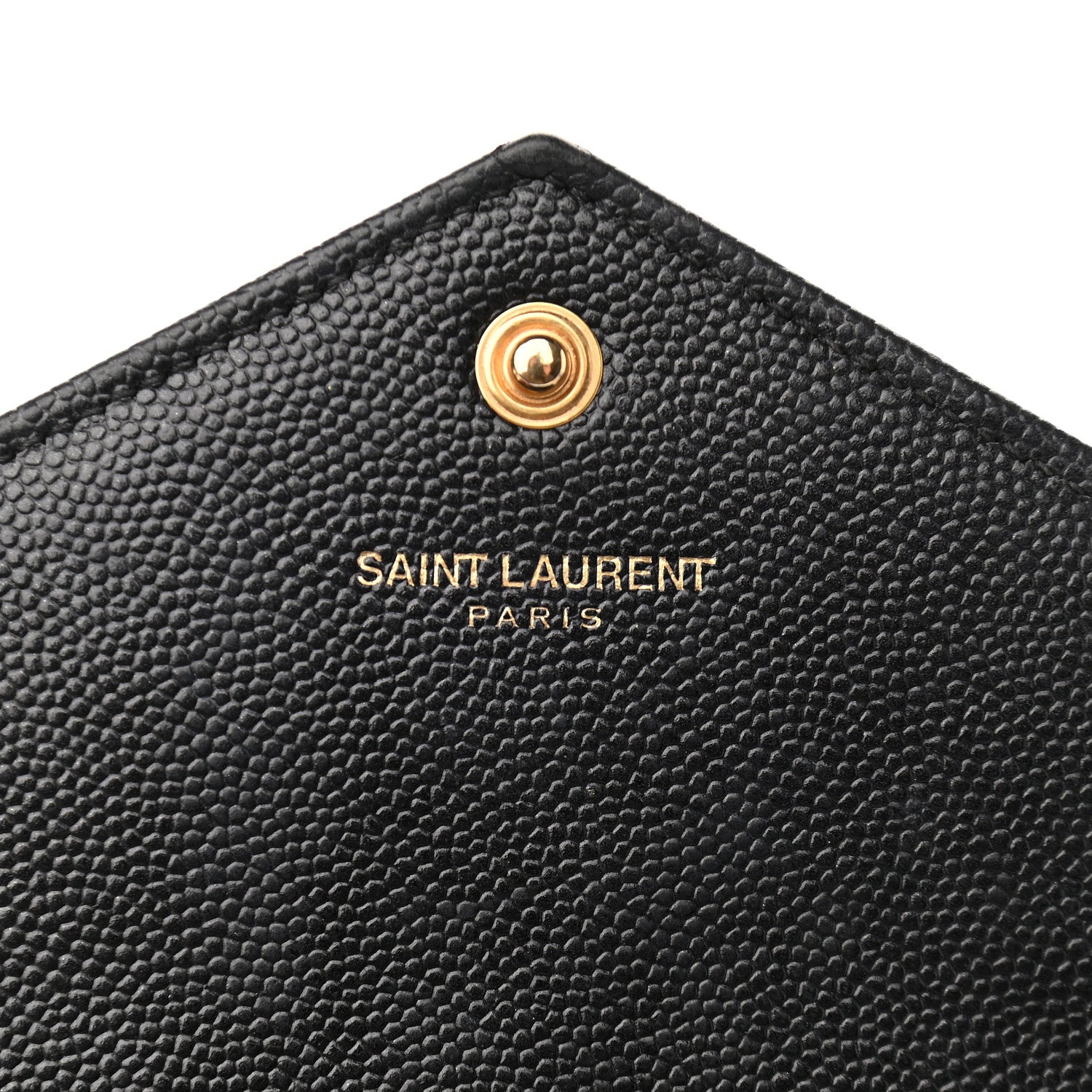 Saint Laurent Grain De Poudre Matelasse Chevron Monogram Envelope Chain Wallet Black 6 of 12
