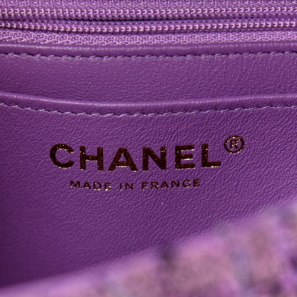 Chanel Tweed Quilted Mini Rectangular Flap Light Purple Pink Navy 6 of 11