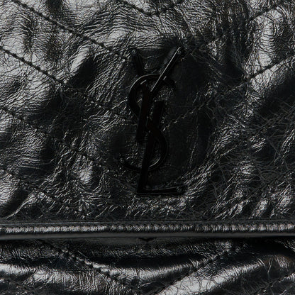 Saint Laurent Crinkled Calfskin Matelasse Monogram Medium Niki Chain Satchel Black 8 of 10