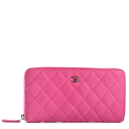 Chanel Iridescent Caviar Large Zip Around Wallet Pink 1 of 8