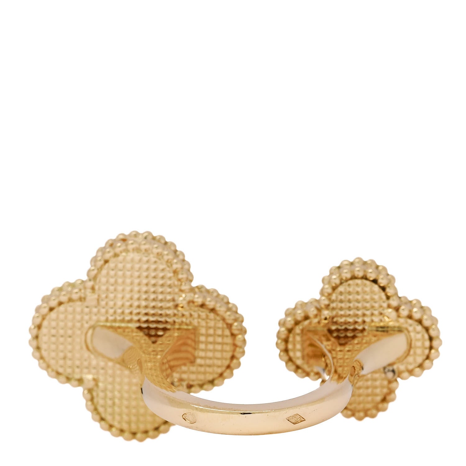 Van Cleef & Arpels 18K Yellow Gold Mother of Pearl Magic Alhambra Between the Finger Ring 52 6 4 of 6