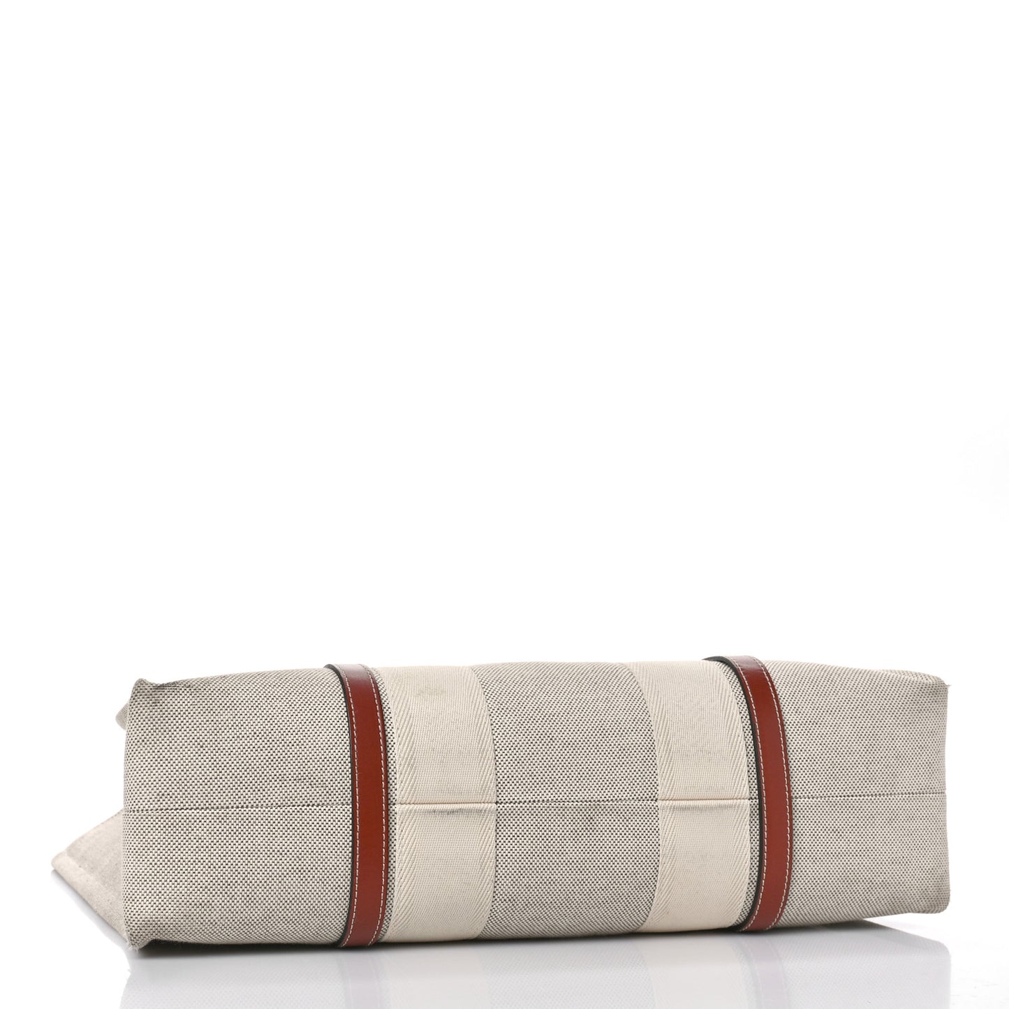 Cotton Calfskin Large Woody Ribbon Tote White Brown