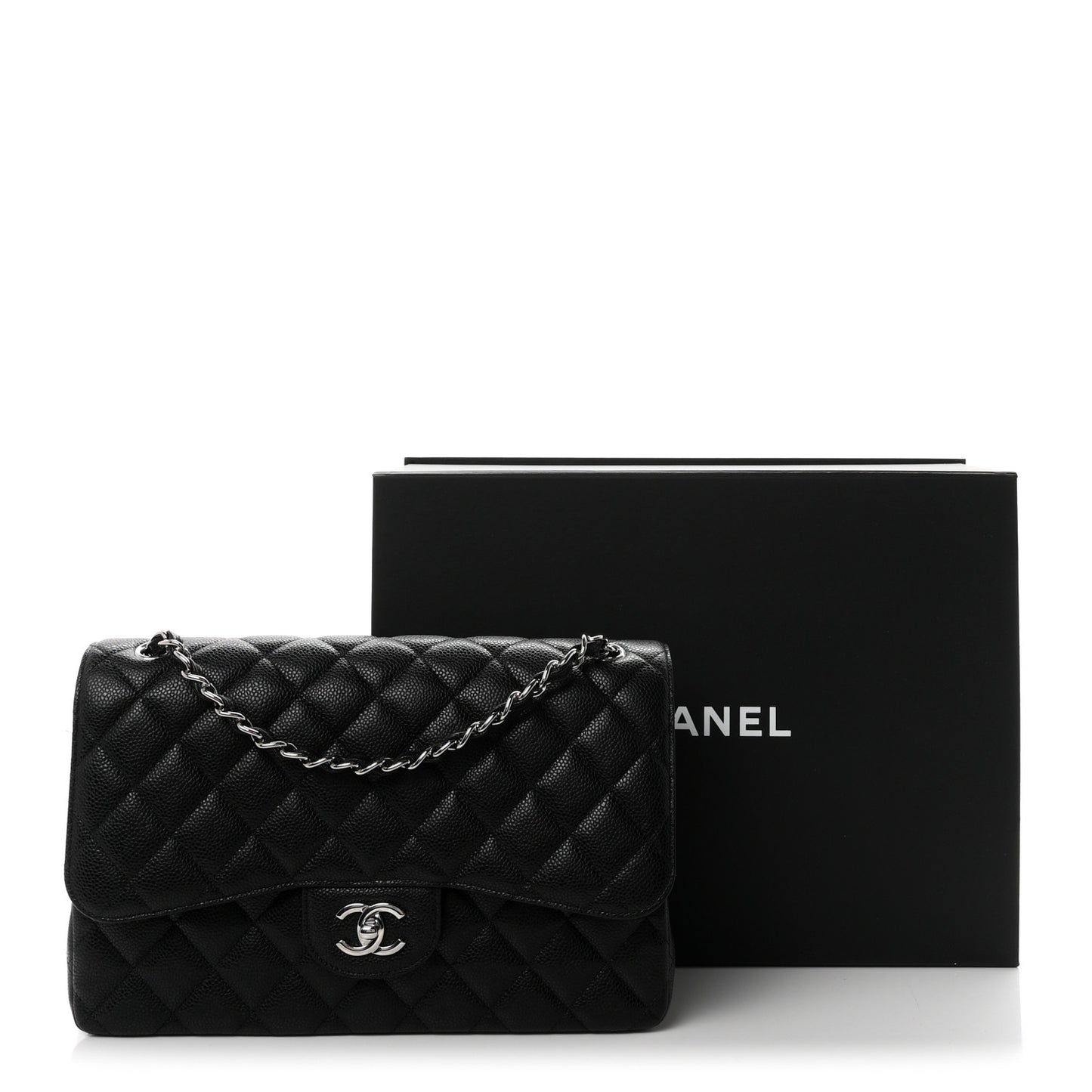 Caviar Quilted Jumbo Double Flap Black