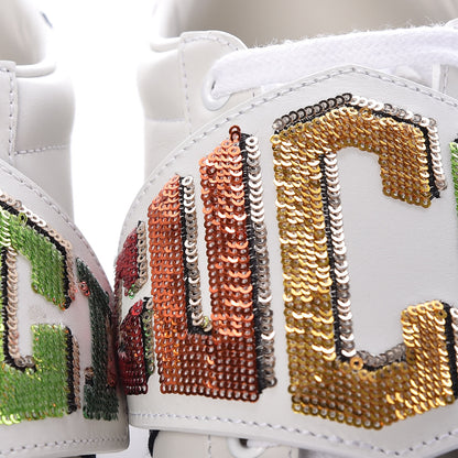 Gucci Calfskin Sequins Web Game Logo Womens Ace Sneakers 38.5 White 11 of 13