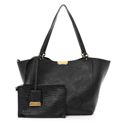 Burberry Signature Grain Calfskin Check Embossed Small Canterbury Tote Black 1 of 11