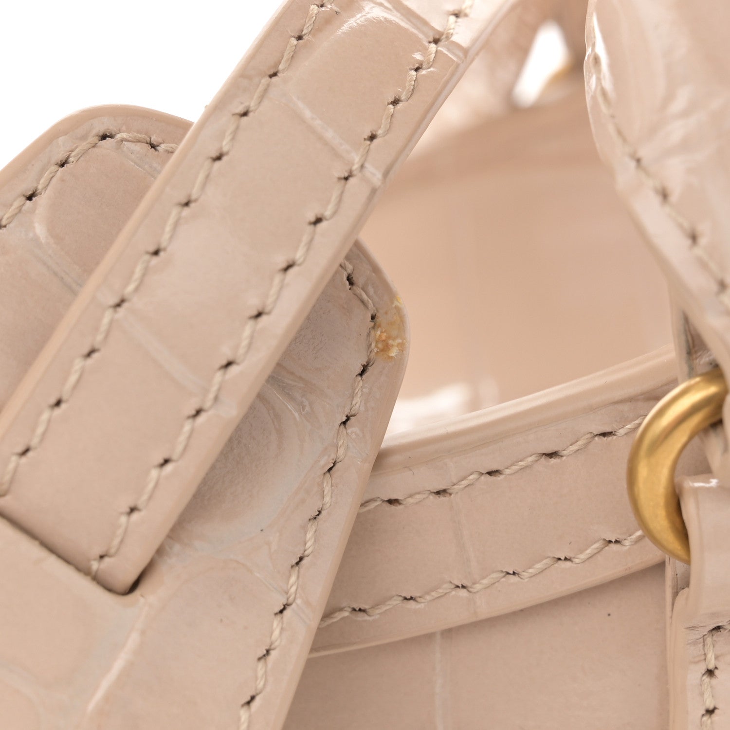Balenciaga Shiny Supple Calfskin Crocodile Embossed Neo Classic Gold Hardware Mini City Light Beige 13 of 13