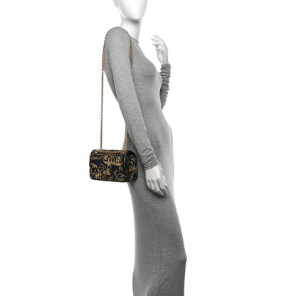 Chanel Calfskin Crocodile Embossed Graffiti 2.55 Mini Cocodile Reissue Flap Black Gold 2 of 10