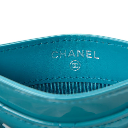 Chanel Patent Quilted Card Holder Turquoise 6 of 10