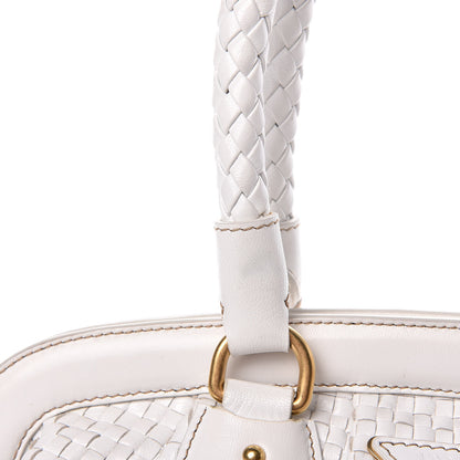 Prada Goatskin Woven Frame Satchel Bianco 15 of 16
