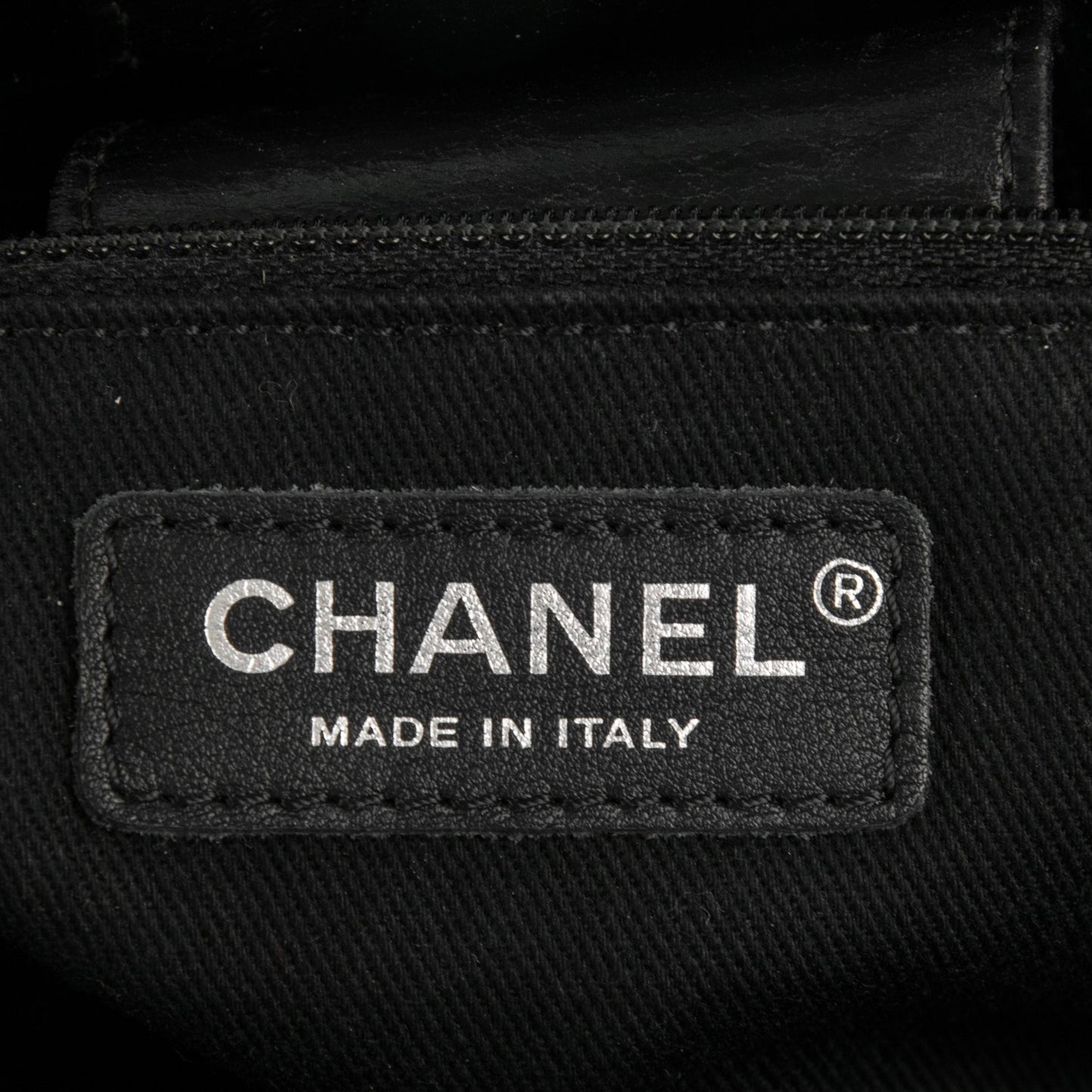 Glazed Calfskin Quilted Small CC Delivery Tote Black