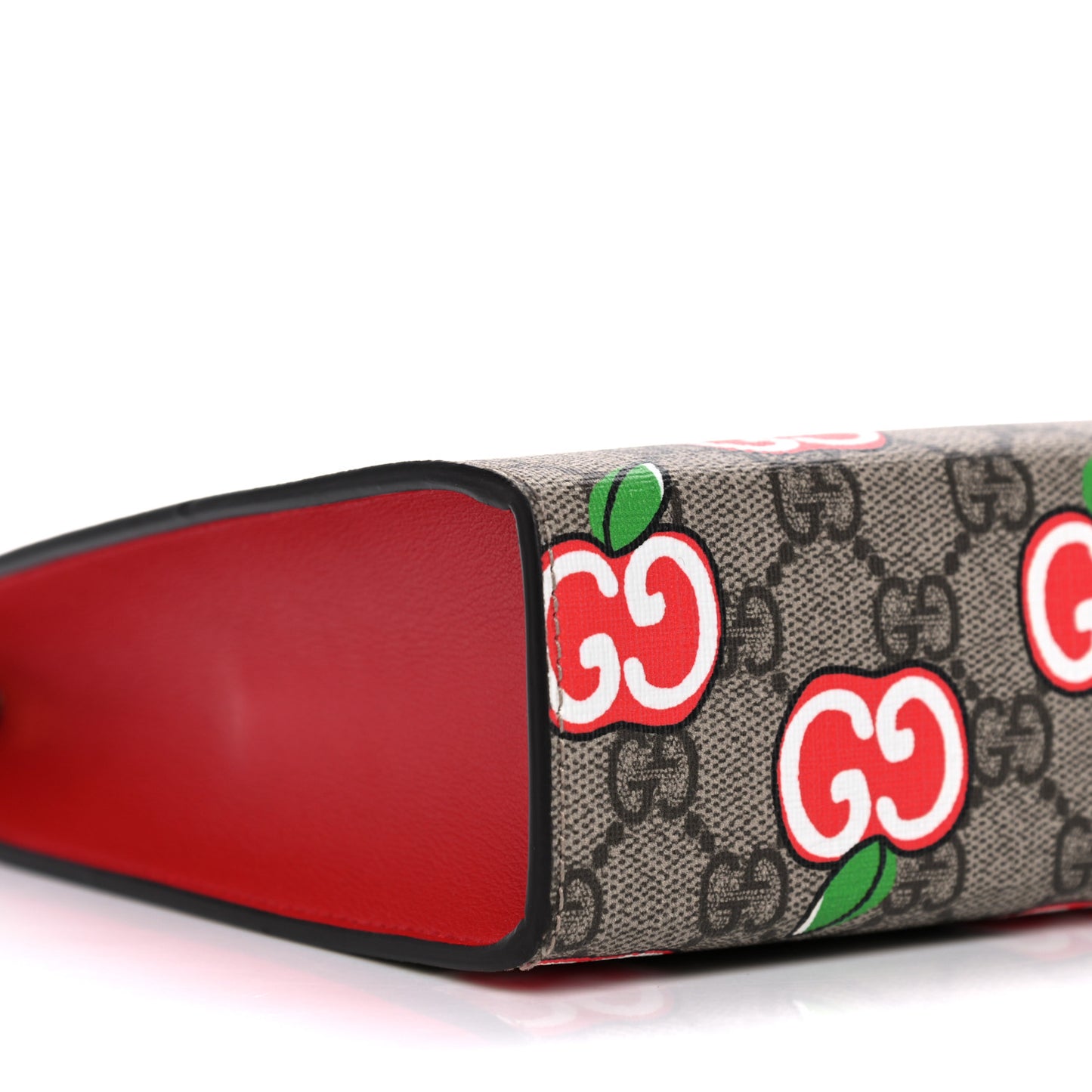 GG Supreme Monogram Apple Large Cosmetic Case Beige Multicolor Lobster Red