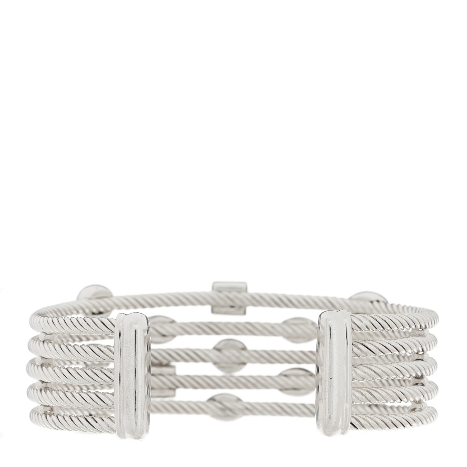 David Yurman Sterling Silver Garnet Iolite Amethyst Pink Tourmaline Confetti Five Row Bracelet 2 of 3