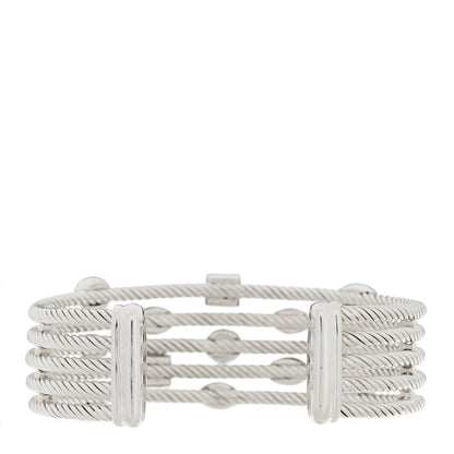 David Yurman Sterling Silver Garnet Iolite Amethyst Pink Tourmaline Confetti Five Row Bracelet 2 of 3