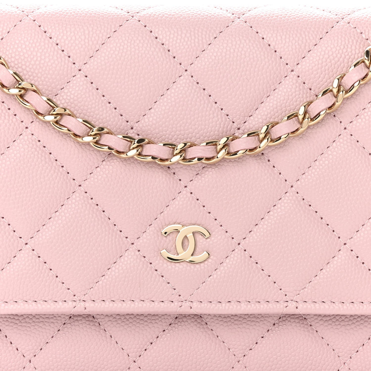 Chanel Caviar Quilted Wallet on Chain WOC Light Pink 9 of 13