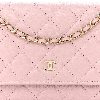 Chanel Caviar Quilted Wallet on Chain WOC Light Pink 9 of 13