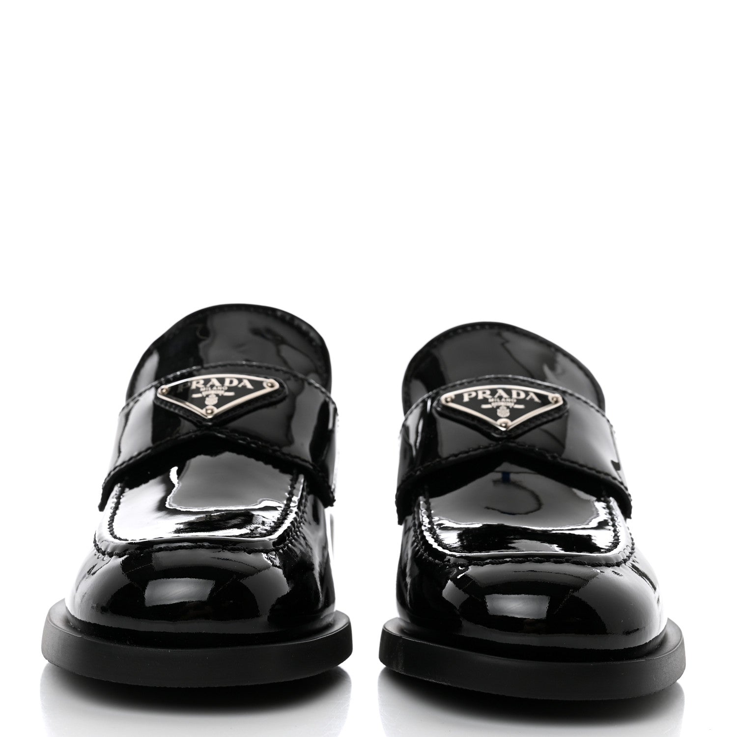 Prada Vernice Triangle 25mm Loafers 35 Black 2 of 8