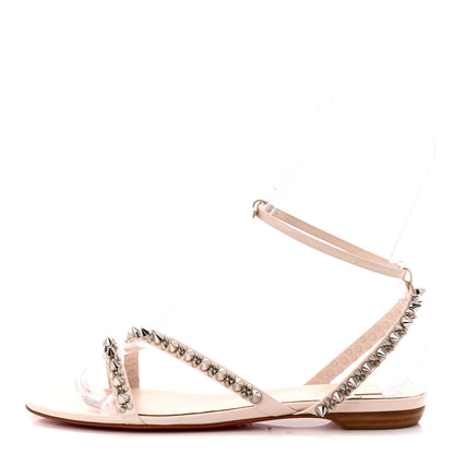 Christian Louboutin Patent Spike Mafaldina Flat Sandals 39 Leche 1 of 9