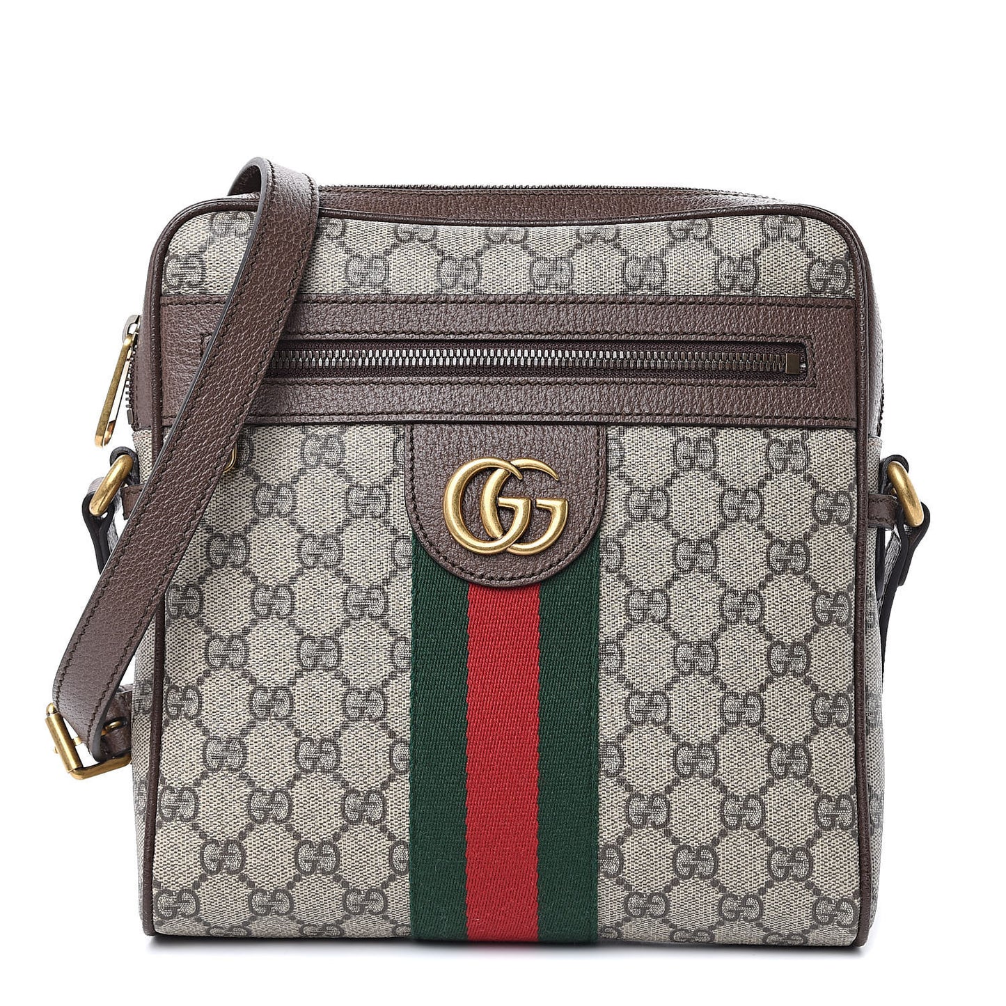 GG Supreme Monogram Web Small Ophidia Messenger Bag Brown