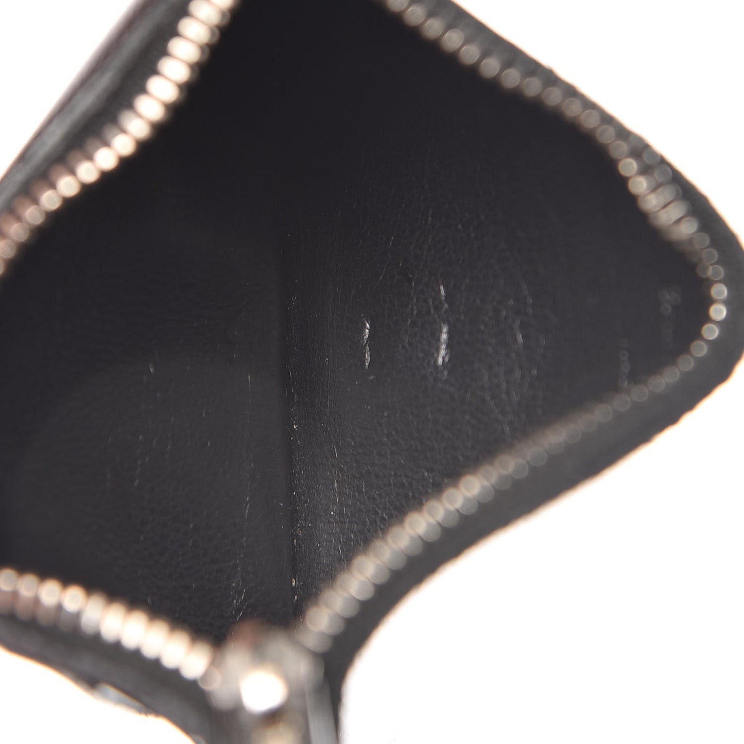 Grained Calfskin 5 Fragments Zip Pouch Card Holder Black