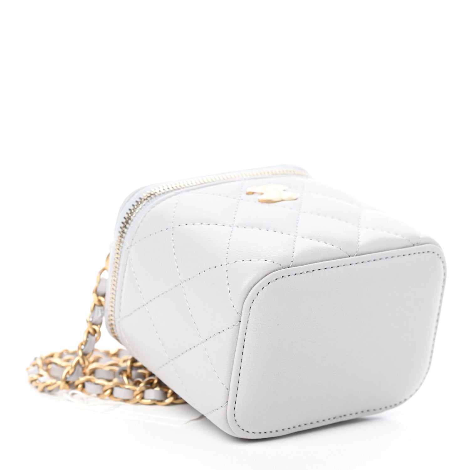 Chanel Lambskin Quilted Top Handle Mini Vanity Case With Chain Grey 4 of 9