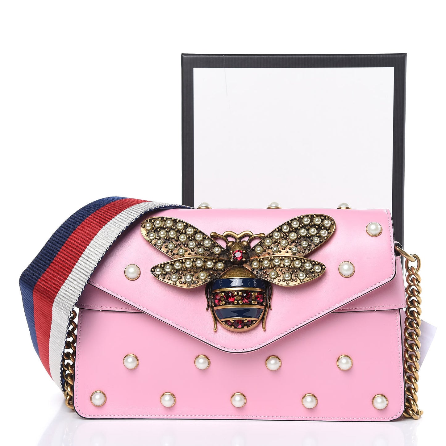 Nappa Pearl Studded Mini Queen Margaret Broadway Shoulder Bag Sugar Pink
