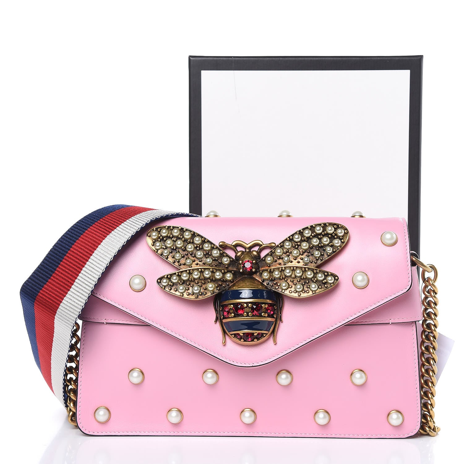 Gucci Nappa Pearl Studded Mini Queen Margaret Broadway Shoulder Bag Sugar Pink 13 of 13