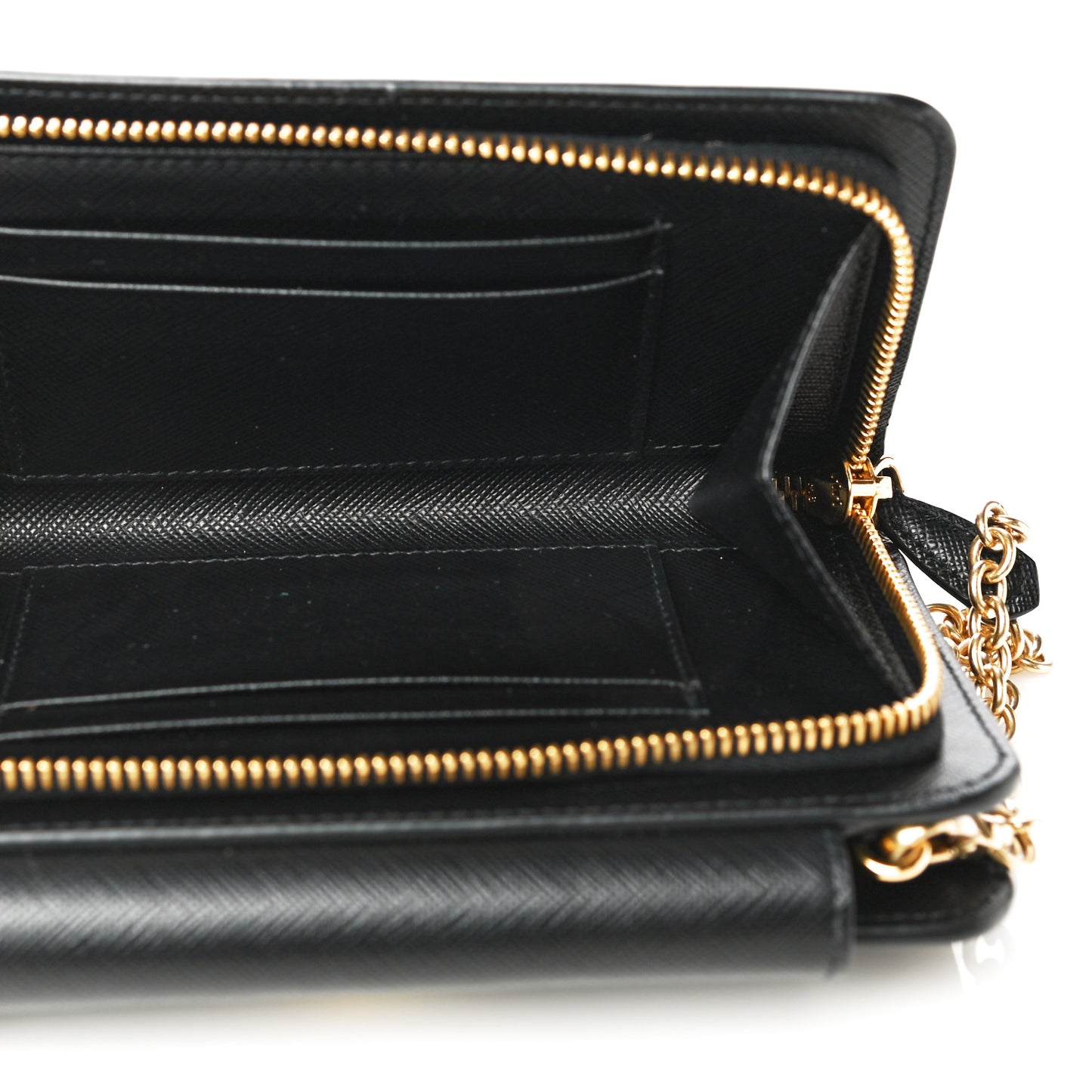 Saffiano Chain Wallet Black