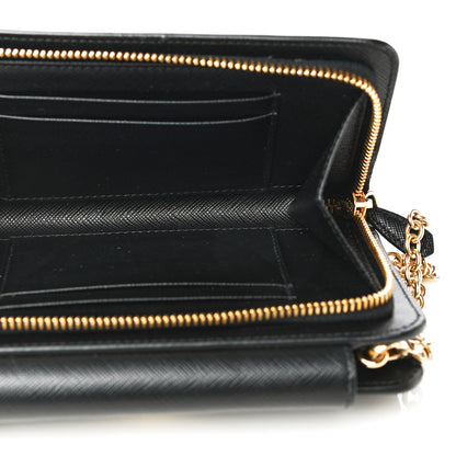 Prada Saffiano Chain Wallet Black 4 of 9