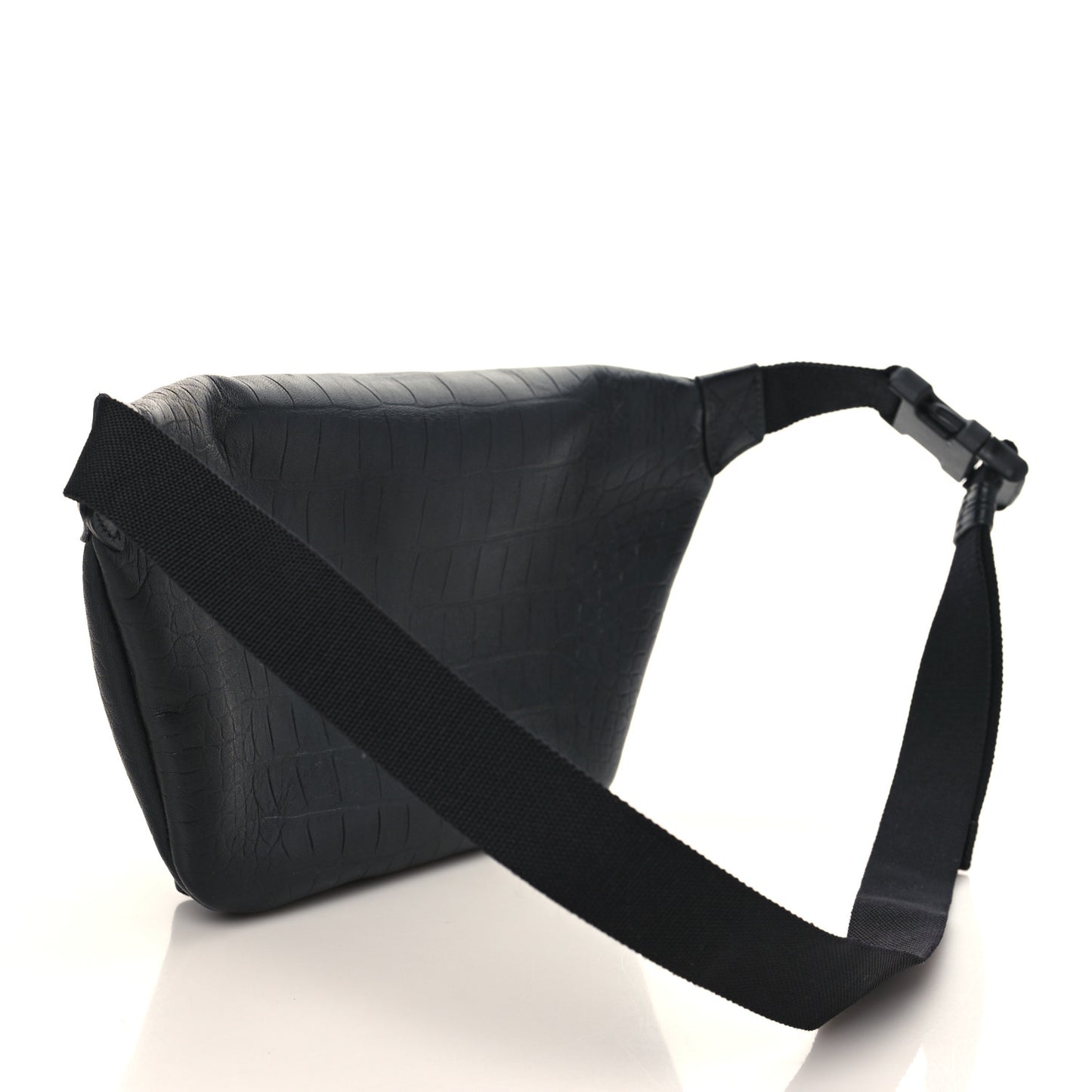 Calfskin Logo Crocodile Embossed Everyday Beltpack Black