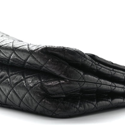 Chanel Metallic Aged Calfskin Quilted Reissue 2.55 Accordion Flap Black 9 of 9