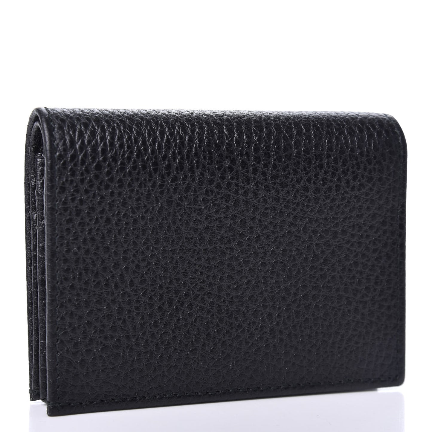 Pebbled Calfskin Butterfly Card Case Black