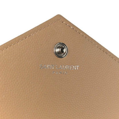 Saint Laurent Grain De Poudre Matelasse Chevron Monogram Chain Wallet Taupe 8 of 11