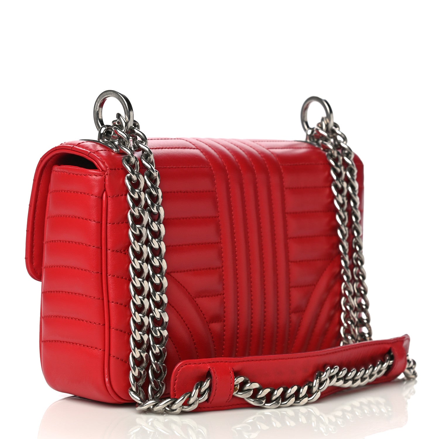 Prada Soft Calfskin Impunture Diagramme Medium Chain Flap Shoulder Bag Fuoco 2 of 12