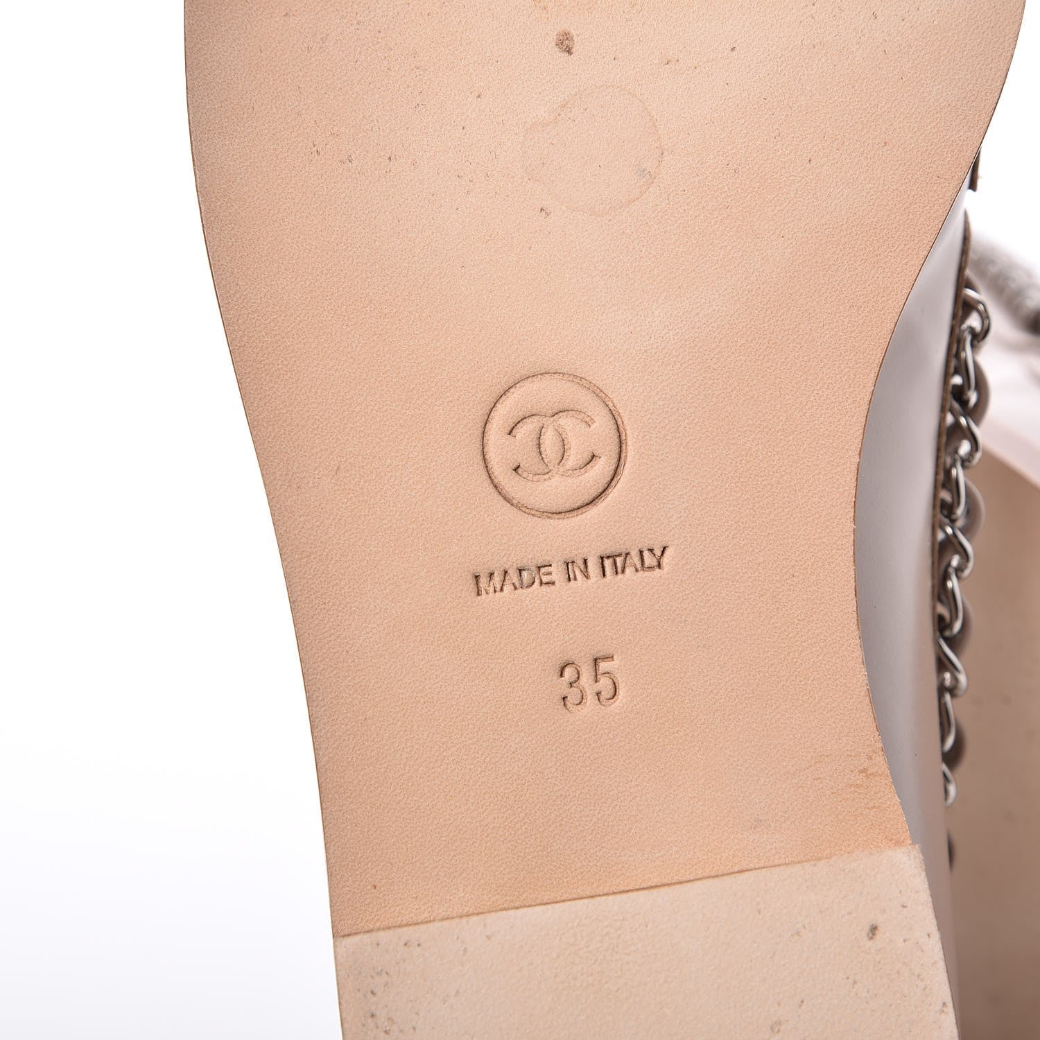 Chanel Calfskin Chain Mocassin Loafers 35 Beige 6 of 8