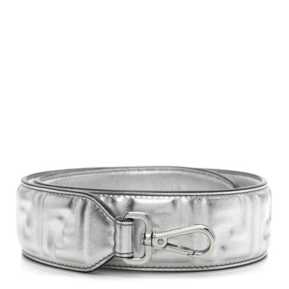 Fendi Vitello Catalan Mirror FF 1974 Embossed Strap You Argento 1 of 4