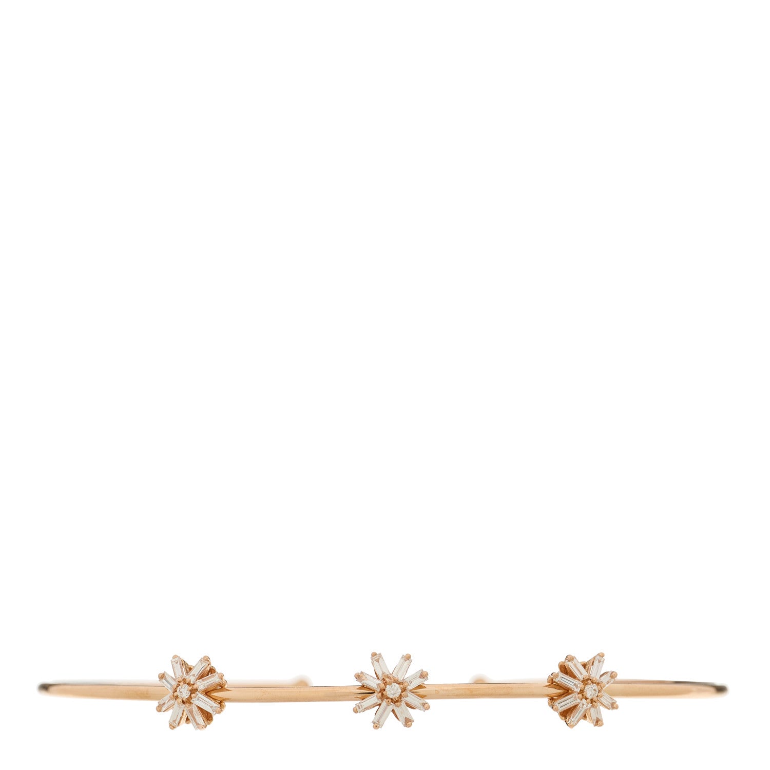 Suzanne Kalan 18K Rose Gold Diamond Starburst Cuff Bracelet 1 of 3