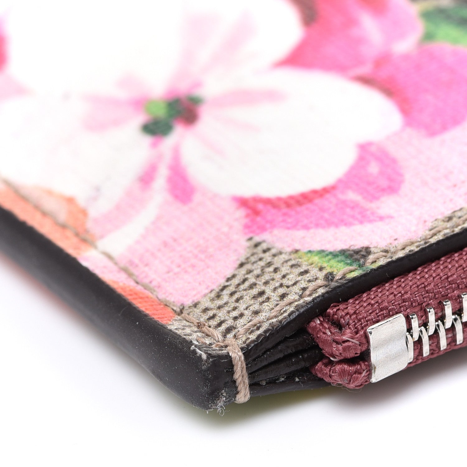 Gucci GG Supreme Monogram Blooms Key Ring Coin Case Beige Multicolor Dry Rose 10 of 11