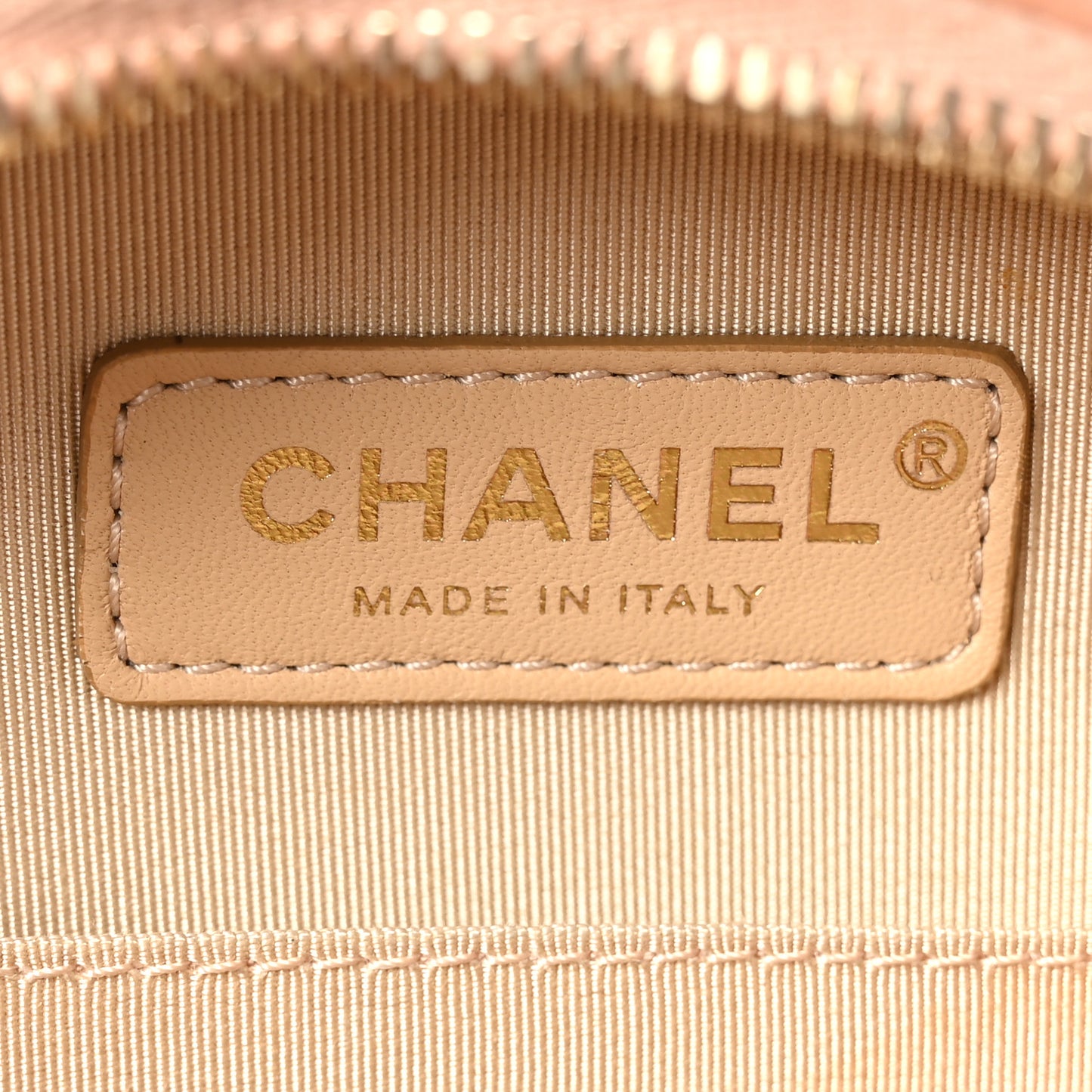 Glazed Calfskin Round As Earth Evening Bag Beige