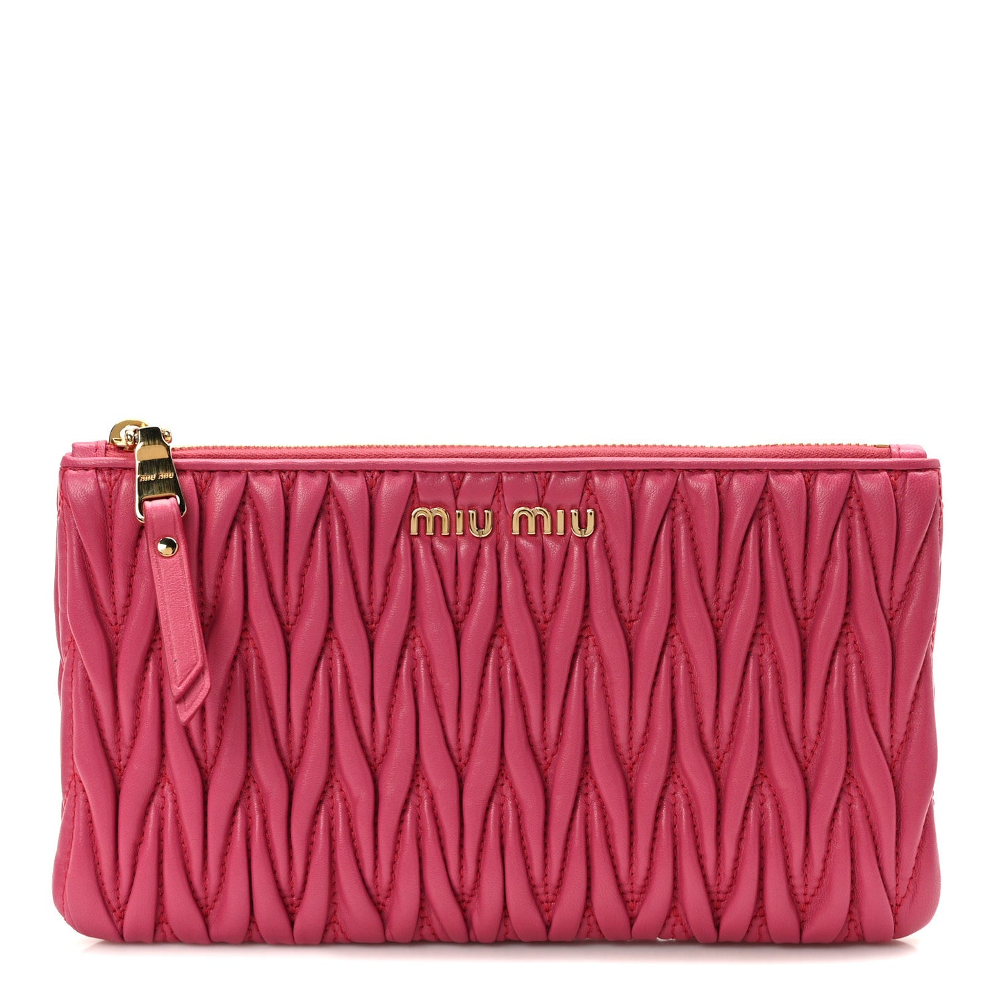 Nappa Matelasse Quilted Zip Wallet Magenta