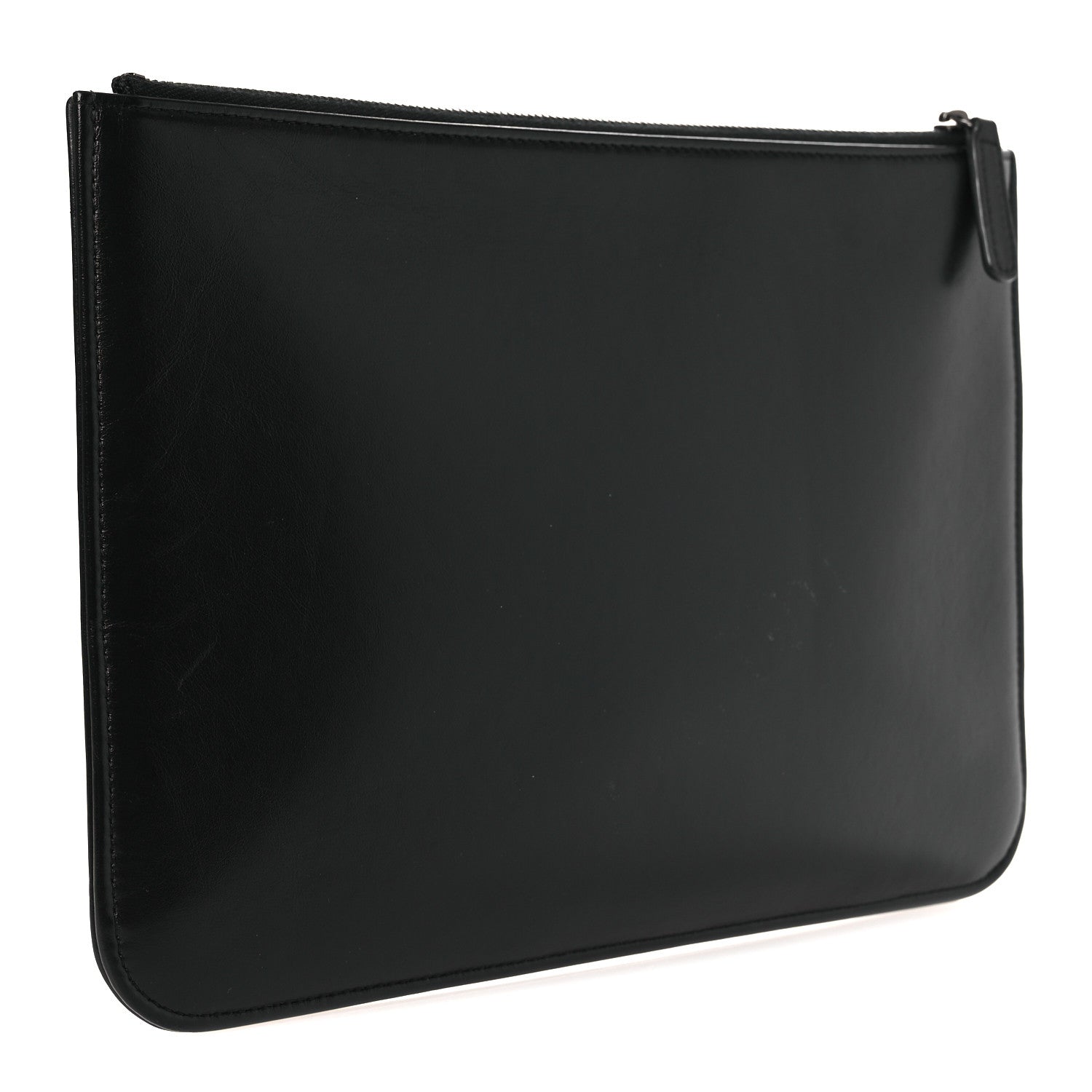 Chanel Shiny Calfskin Crystal Pearl Logo Cosmetic Case Black 3 of 11