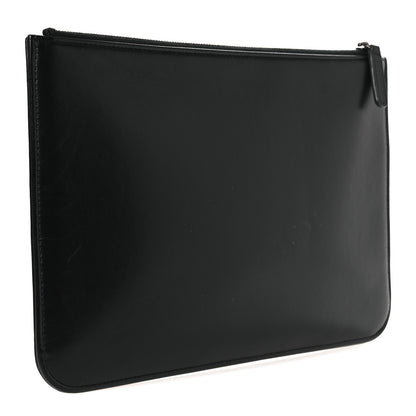 Chanel Shiny Calfskin Crystal Pearl Logo Cosmetic Case Black 3 of 11