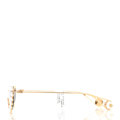 Gucci Metal Pearl Cat Eye Sunglasses GG0364S Gold 3 of 8