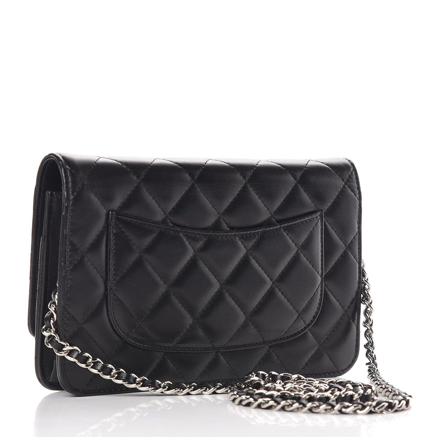 Lambskin Quilted Wallet On Chain WOC Black